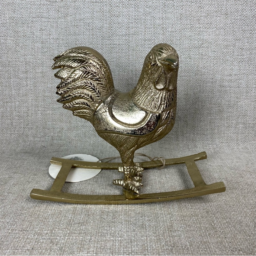 Brass chicken Rooster Rocking Figurine Kitchen Decor